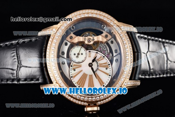 Audemars Piguet Millenary Miyota 9015 Automatic Rose Gold Case White Dial With Roman Numeral Markers Black Leather Strap - Click Image to Close